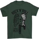 Rock N Roll Forever and Ever Guitar Mens T-Shirt Cotton Gildan Forest Green