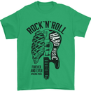 Rock N Roll Forever and Ever Guitar Mens T-Shirt Cotton Gildan Irish Green