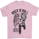 Rock N Roll Forever and Ever Guitar Mens T-Shirt Cotton Gildan Light Pink