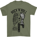 Rock N Roll Forever and Ever Guitar Mens T-Shirt Cotton Gildan Military Green