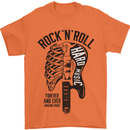 Rock N Roll Forever and Ever Guitar Mens T-Shirt Cotton Gildan Orange