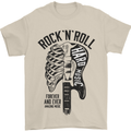 Rock N Roll Forever and Ever Guitar Mens T-Shirt Cotton Gildan Sand