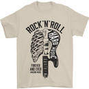 Rock N Roll Forever and Ever Guitar Mens T-Shirt Cotton Gildan Sand