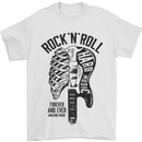 Rock N Roll Forever and Ever Guitar Mens T-Shirt Cotton Gildan White