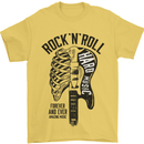 Rock N Roll Forever and Ever Guitar Mens T-Shirt Cotton Gildan Yellow