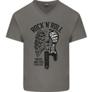 Rock N Roll Forever and Ever Guitar Mens V-Neck Cotton T-Shirt Charcoal