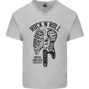 Rock N Roll Forever and Ever Guitar Mens V-Neck Cotton T-Shirt Sports Grey