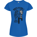 Rock N Roll Forever and Ever Guitar Womens Petite Cut T-Shirt Royal Blue