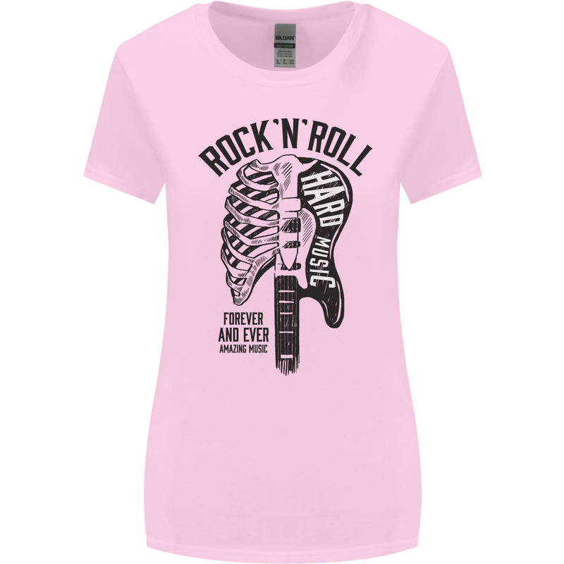 Rock N Roll Forever and Ever Guitar Womens Wider Cut T-Shirt Light Pink