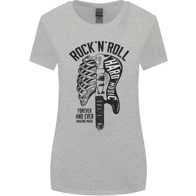 Rock N Roll Forever and Ever Guitar Womens Wider Cut T-Shirt Sports Grey