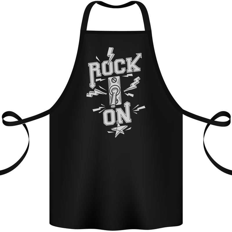 Rock On Funny Music Heavy Metal Guitar Cotton Apron 100% Organic Black