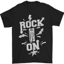 Rock On Funny Music Heavy Metal Guitar Mens T-Shirt Cotton Gildan Black