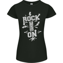 Rock On Funny Music Heavy Metal Guitar Womens Petite Cut T-Shirt Black