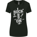 Rock On Funny Music Heavy Metal Guitar Womens Wider Cut T-Shirt Black