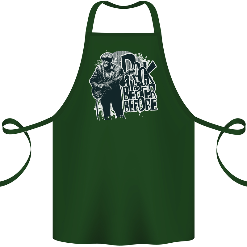 Rock Was Better Before Electric Guitar Music Cotton Apron 100% Organic Forest Green