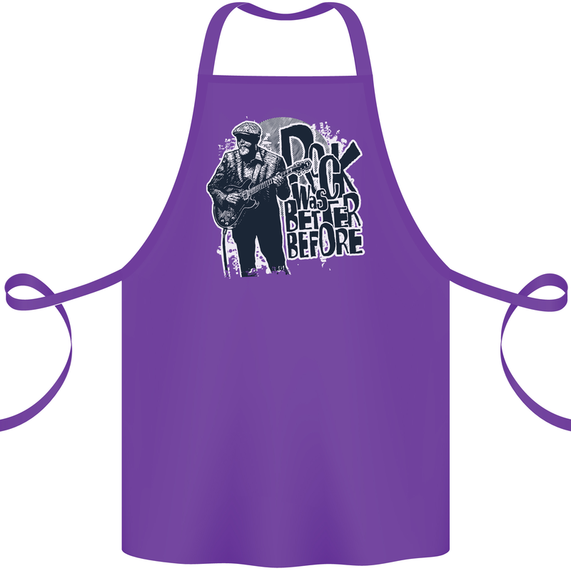 Rock Was Better Before Electric Guitar Music Cotton Apron 100% Organic Purple