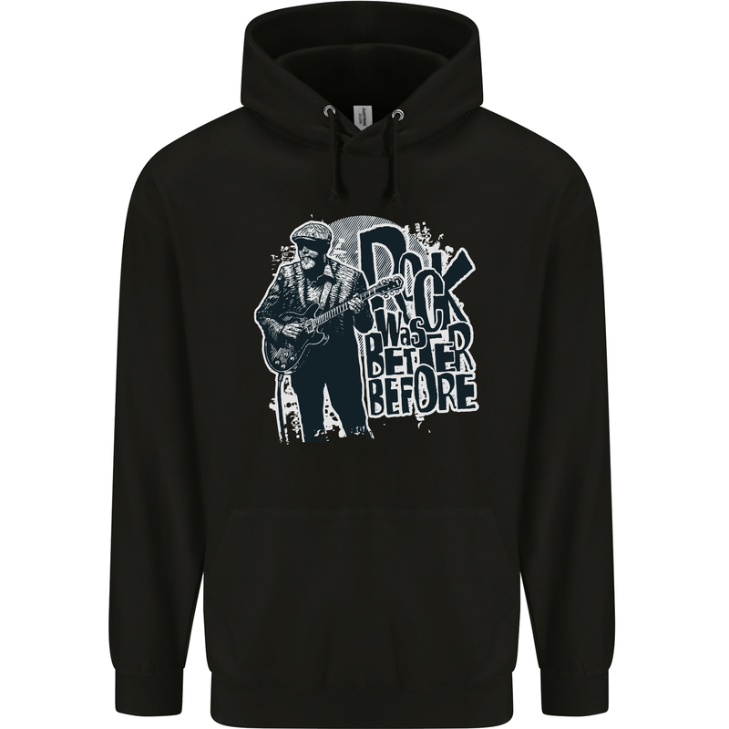 Rock Was Better Before Electric Guitar Music Mens 80% Cotton Hoodie Black
