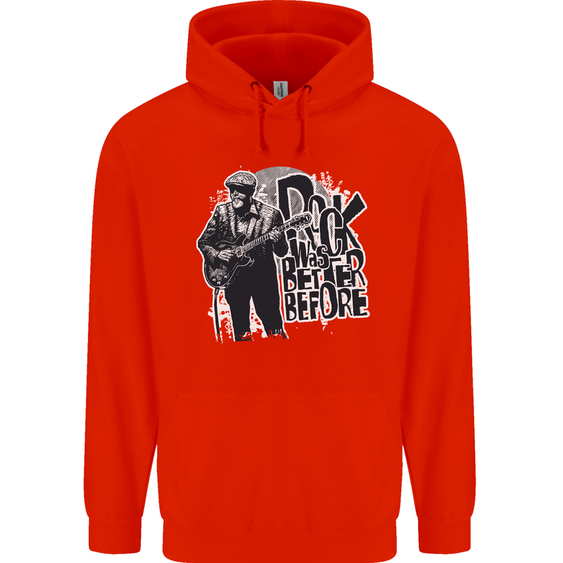 Rock Was Better Before Electric Guitar Music Mens 80% Cotton Hoodie Bright Red