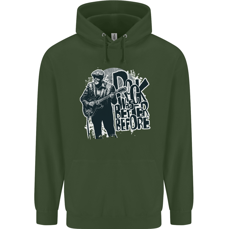 Rock Was Better Before Electric Guitar Music Mens 80% Cotton Hoodie Forest Green