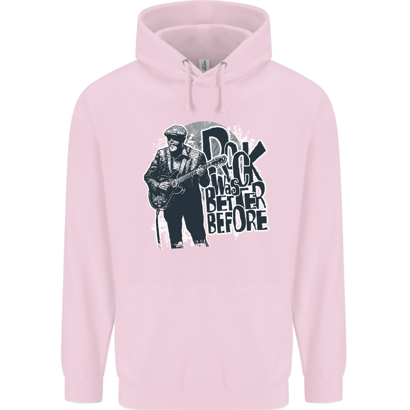 Rock Was Better Before Electric Guitar Music Mens 80% Cotton Hoodie Light Pink