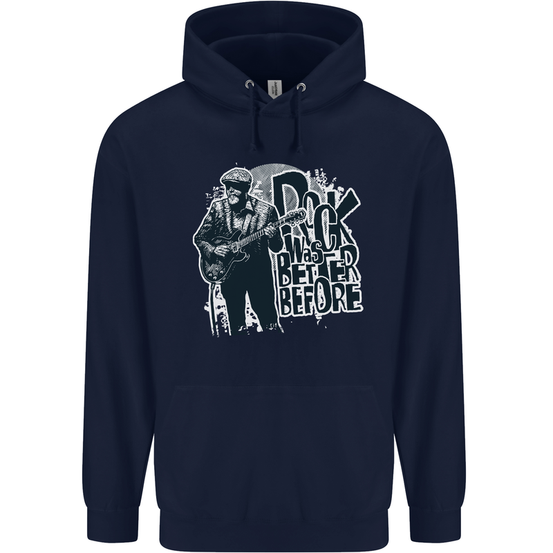 Rock Was Better Before Electric Guitar Music Mens 80% Cotton Hoodie Navy Blue