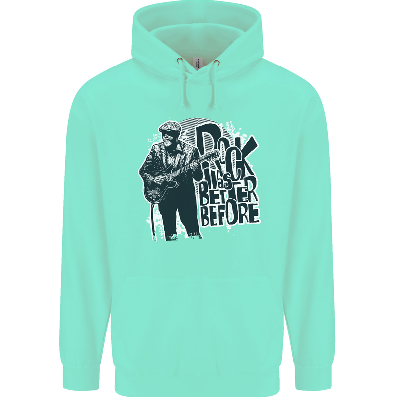 Rock Was Better Before Electric Guitar Music Mens 80% Cotton Hoodie Peppermint