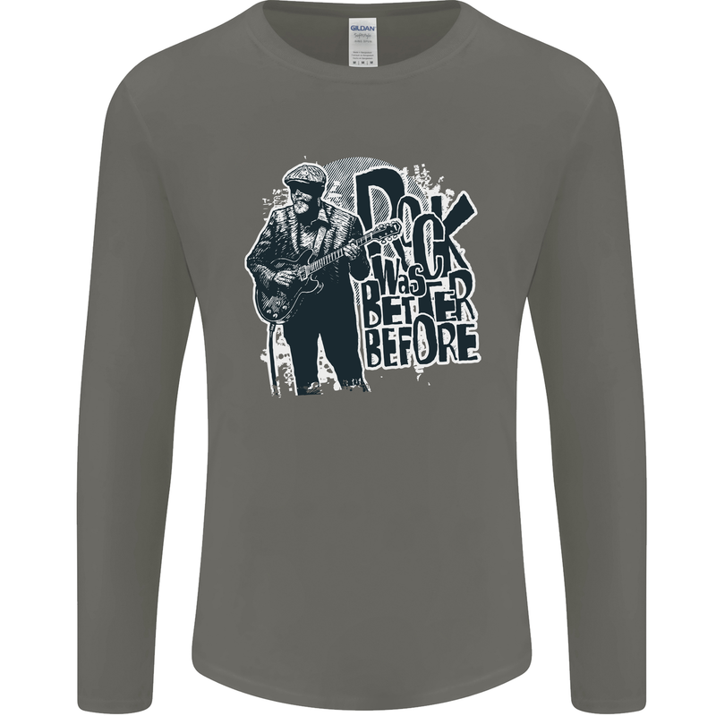 Rock Was Better Before Electric Guitar Music Mens Long Sleeve T-Shirt Charcoal