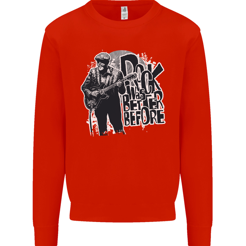 Rock Was Better Before Electric Guitar Music Mens Sweatshirt Jumper Bright Red