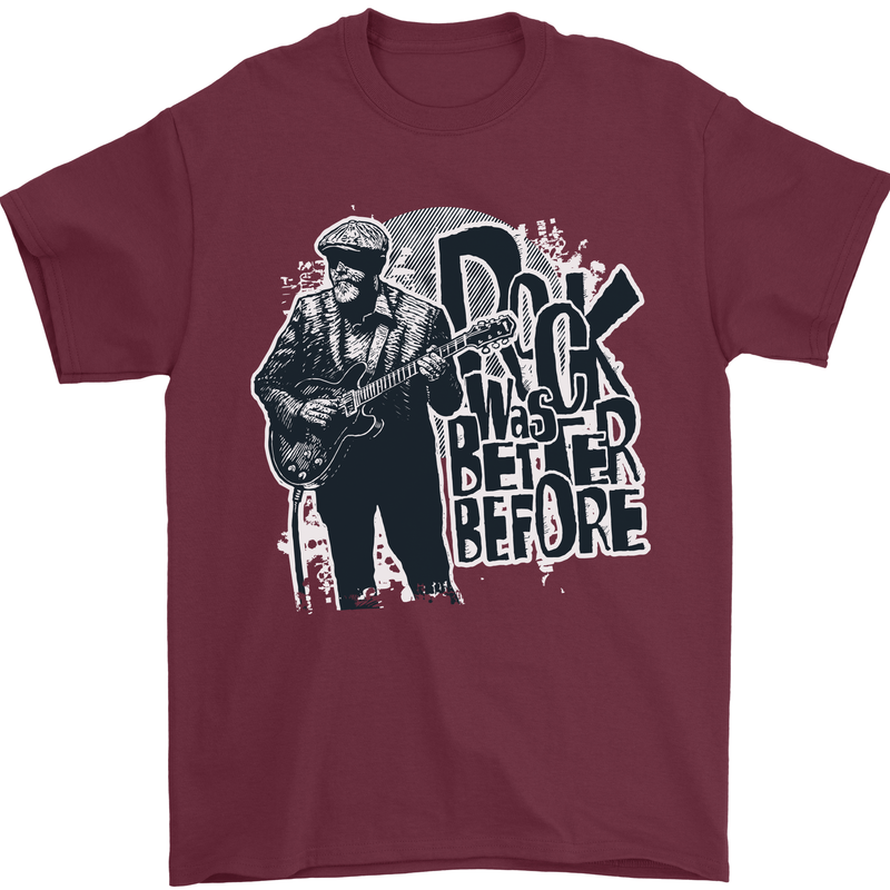 Rock Was Better Before Electric Guitar Music Mens T-Shirt 100% Cotton Maroon