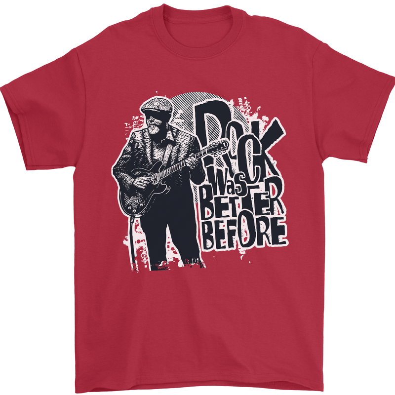 Rock Was Better Before Electric Guitar Music Mens T-Shirt 100% Cotton Red
