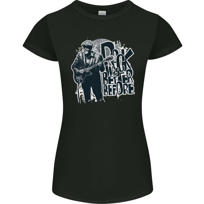Rock Was Better Before Electric Guitar Music Womens Petite Cut T-Shirt Black