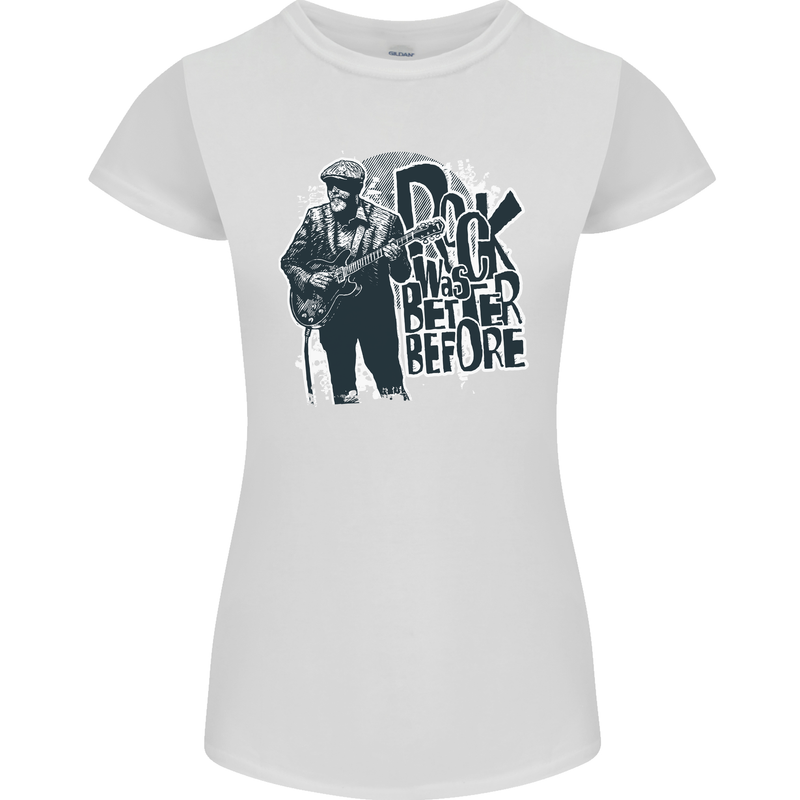 Rock Was Better Before Electric Guitar Music Womens Petite Cut T-Shirt White