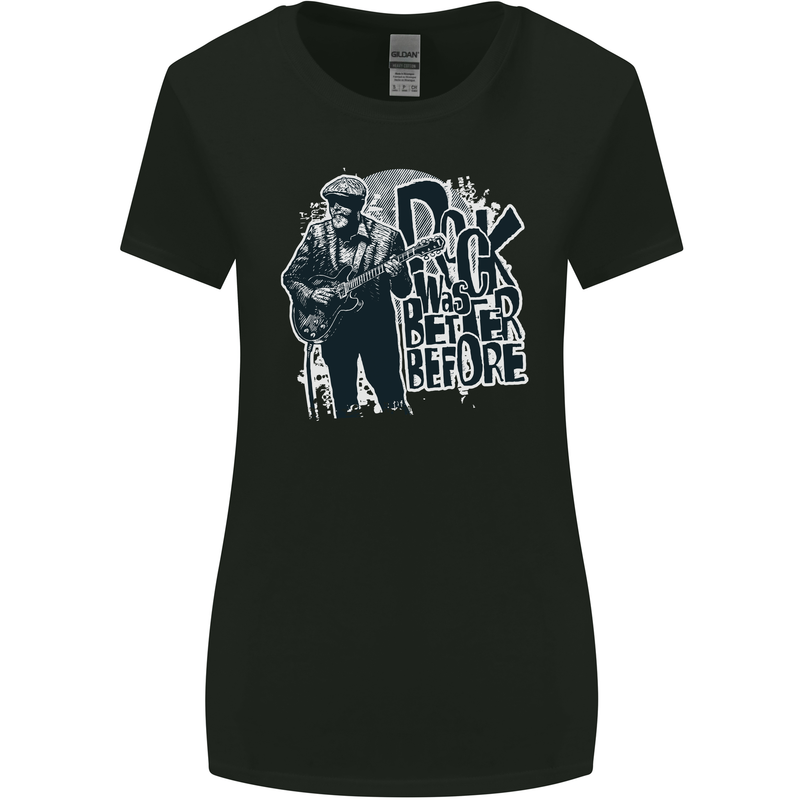 Rock Was Better Before Electric Guitar Music Womens Wider Cut T-Shirt Black