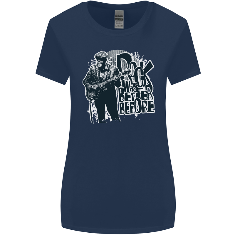 Rock Was Better Before Electric Guitar Music Womens Wider Cut T-Shirt Navy Blue