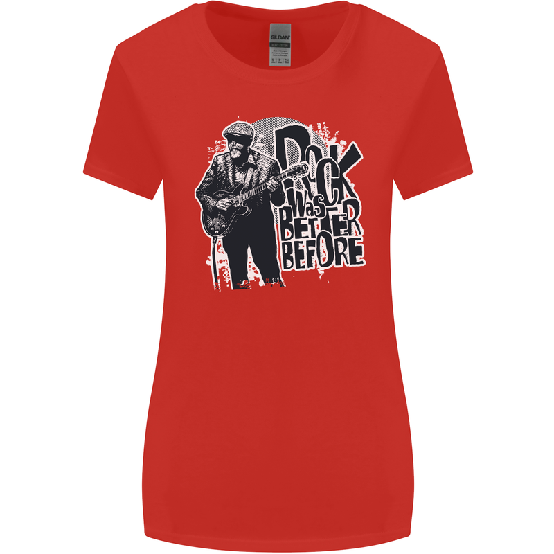 Rock Was Better Before Electric Guitar Music Womens Wider Cut T-Shirt Red