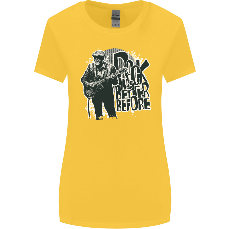 Rock Was Better Before Electric Guitar Music Womens Wider Cut T-Shirt Yellow