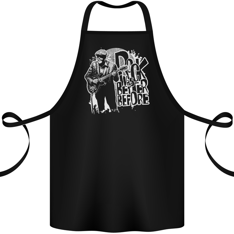 Rock Was Better Before Guitar Band Music Cotton Apron 100% Organic Black