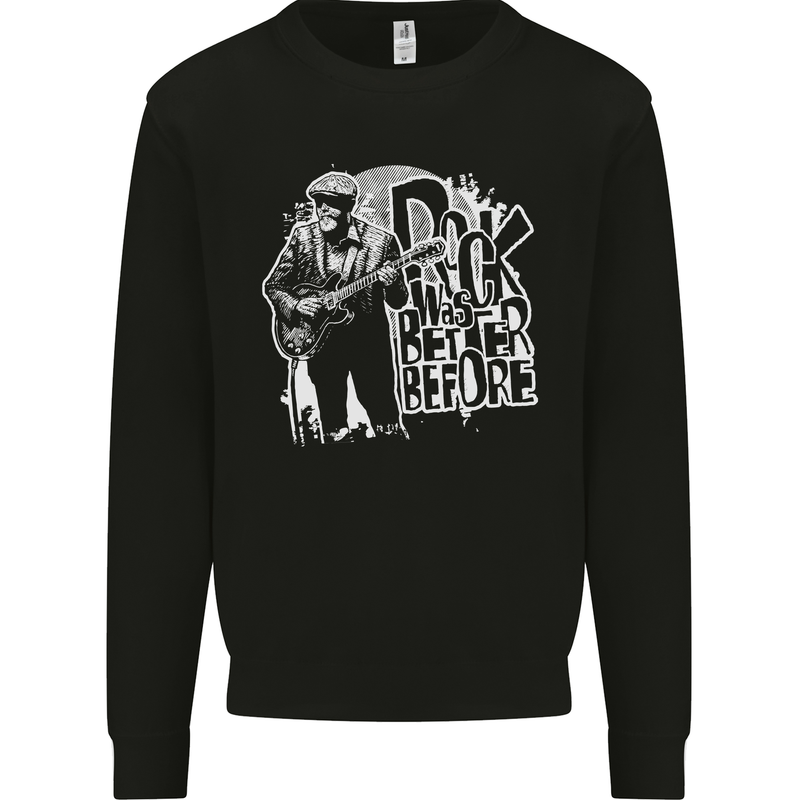 Rock Was Better Before Guitar Band Music Kids Sweatshirt Jumper Black