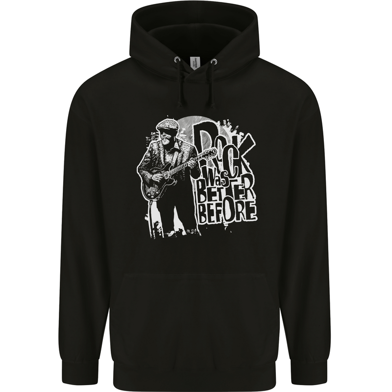 Rock Was Better Before Guitar Band Music Mens 80% Cotton Hoodie Black