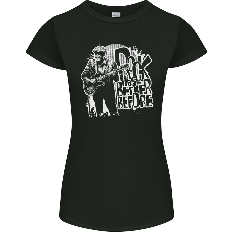 Rock Was Better Before Guitar Band Music Womens Petite Cut T-Shirt Black