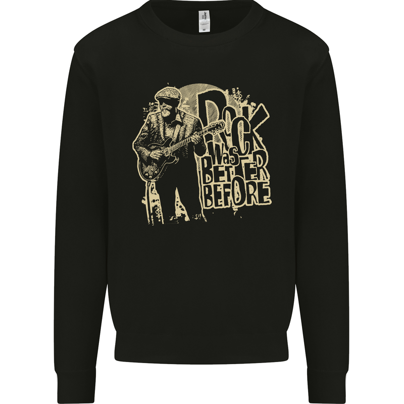 Rock Was Better Before Guitar Music Kids Sweatshirt Jumper Black