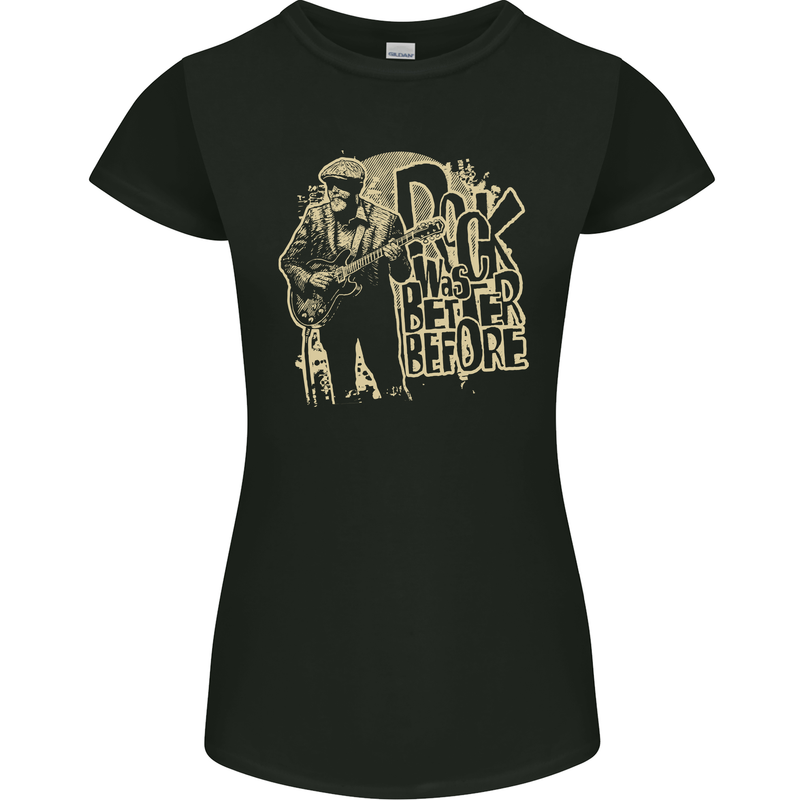 Rock Was Better Before Guitar Music Womens Petite Cut T-Shirt Black