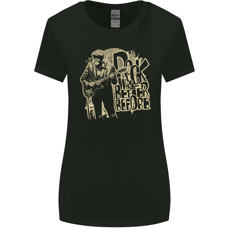 Rock Was Better Before Guitar Music Womens Wider Cut T-Shirt Black