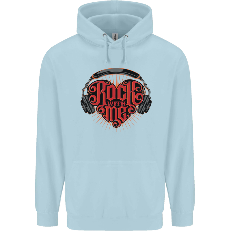 Rock With Me Heavy Metal Music Guitar Childrens Kids Hoodie Light Blue