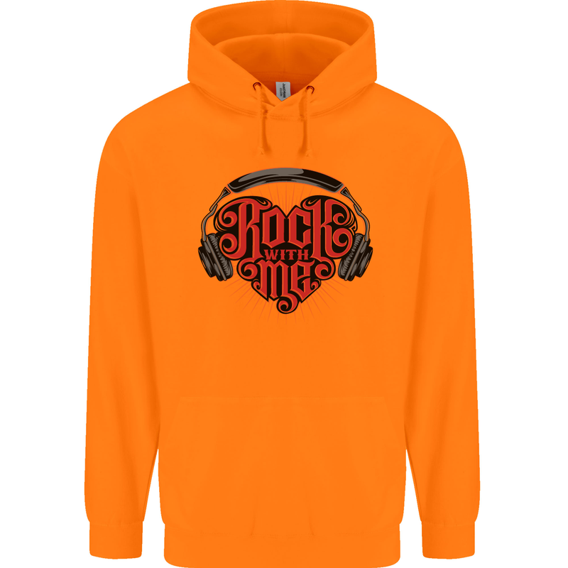 Rock With Me Heavy Metal Music Guitar Childrens Kids Hoodie Orange
