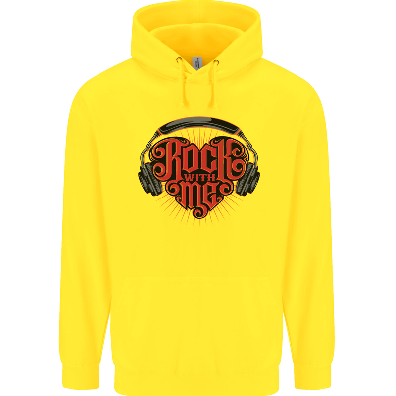 Rock With Me Heavy Metal Music Guitar Childrens Kids Hoodie Yellow