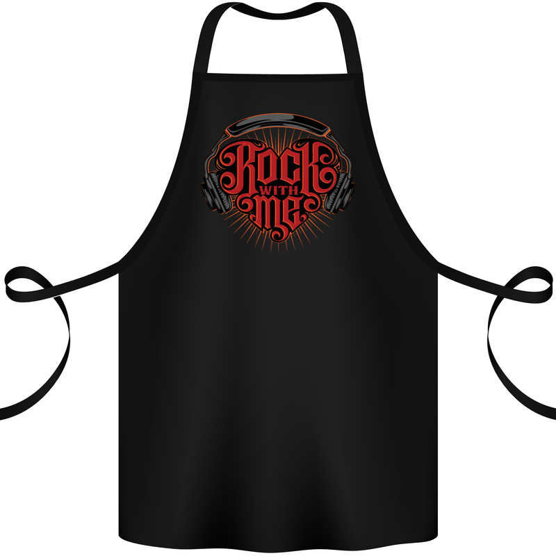 Rock With Me Heavy Metal Music Guitar Cotton Apron 100% Organic Black