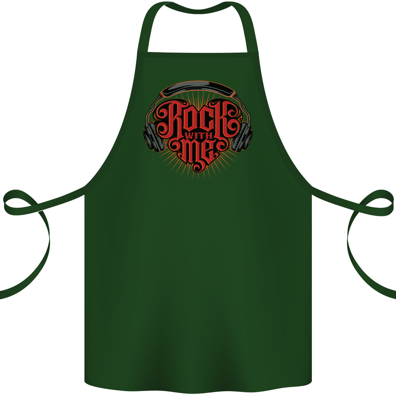 Rock With Me Heavy Metal Music Guitar Cotton Apron 100% Organic Forest Green