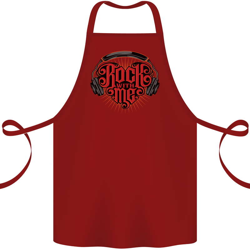 Rock With Me Heavy Metal Music Guitar Cotton Apron 100% Organic Maroon