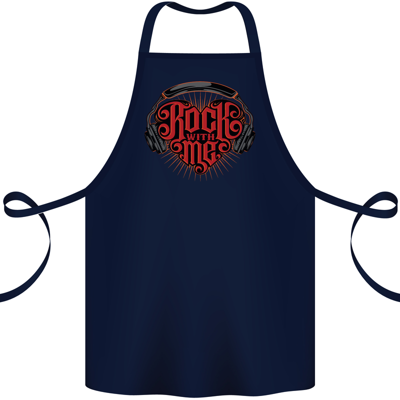 Rock With Me Heavy Metal Music Guitar Cotton Apron 100% Organic Navy Blue